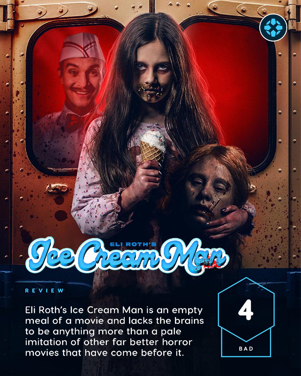 IGN's tweet photo. Ice Cream Man sees Eli Roth once more imitating better horror movies to mixed results, mostly making you wish that you were watching Terrifier or Weapons instead.

Our review: https://t.co/QMK6ehC54p https://t.co/qhWDSSZggP