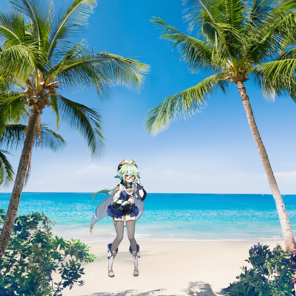 ALCHEMIRACLES's tweet photo. sucrose got a bit . . . tipsy . and ended up on the other ( empty ? ) side of the beach .

#teyvatsummer https://t.co/knZZmUb4E7