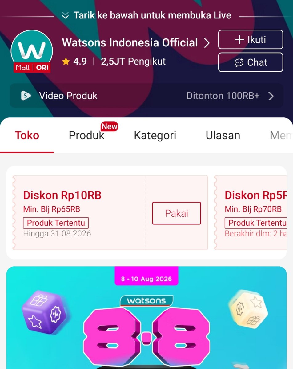 alanaskiey's tweet photo. GUYSS WATSONS LAGI TURUN HARGA 😭
fw hadalabo yg 50gr cuma 17k an ajaa, banyak skincare lain juga yg harganya turunnn! gas manfaatin 8.8 ini buat beli skincare
🖇️ https://t.co/0B4wWsfosi https://t.co/2vRPakKlEH
