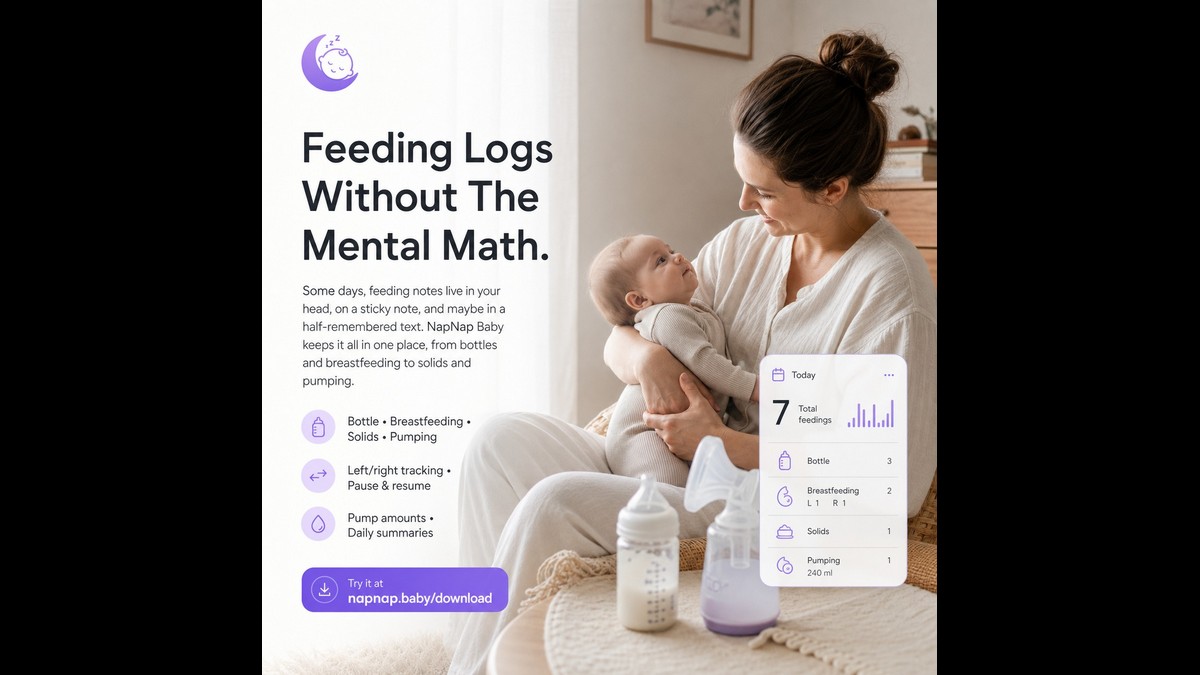 napnap__baby's tweet photo. Today's NapNap Baby feature: feeding logs. Track bottles, breastfeeding, solids, and pumping in one place. Log sides, pauses, pump amounts, and see daily feeding summaries. https://t.co/MWDJoNXbuP
#babytracker #feedingtracker #newparents https://t.co/TOLdyxHMuF