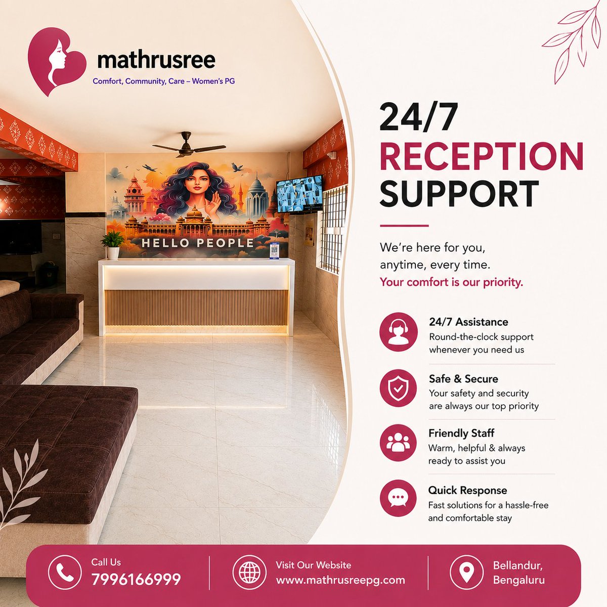 SreePg89751's tweet photo. Choosing a women’s PG in Bellandur? Mathrusree PG offers a comfortable stay with round-the-clock reception support, responsive staff and a safety-focused environment. Call 7996166999 or visit https://t.co/79lyoaONBl. https://t.co/iuPRMcll0v