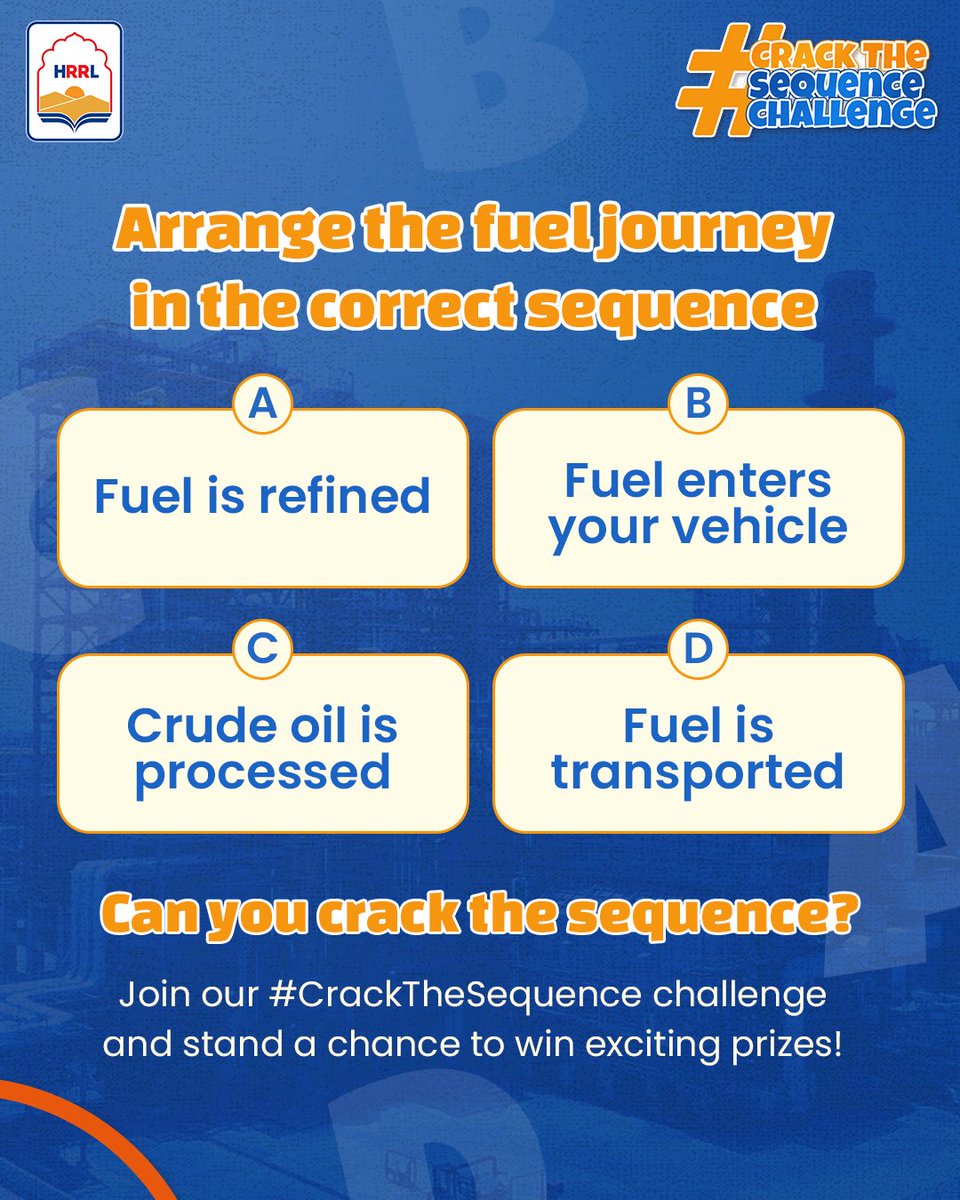 HRRL_Rajasthan's tweet photo. Know the right order? 

Take up the #CrackTheSequence challenge! Drop your sequence in the comments and stand a chance to win exciting prizes!

#HRRL #JewelOfTheDesert #ContestAlert https://t.co/39UepELG8O