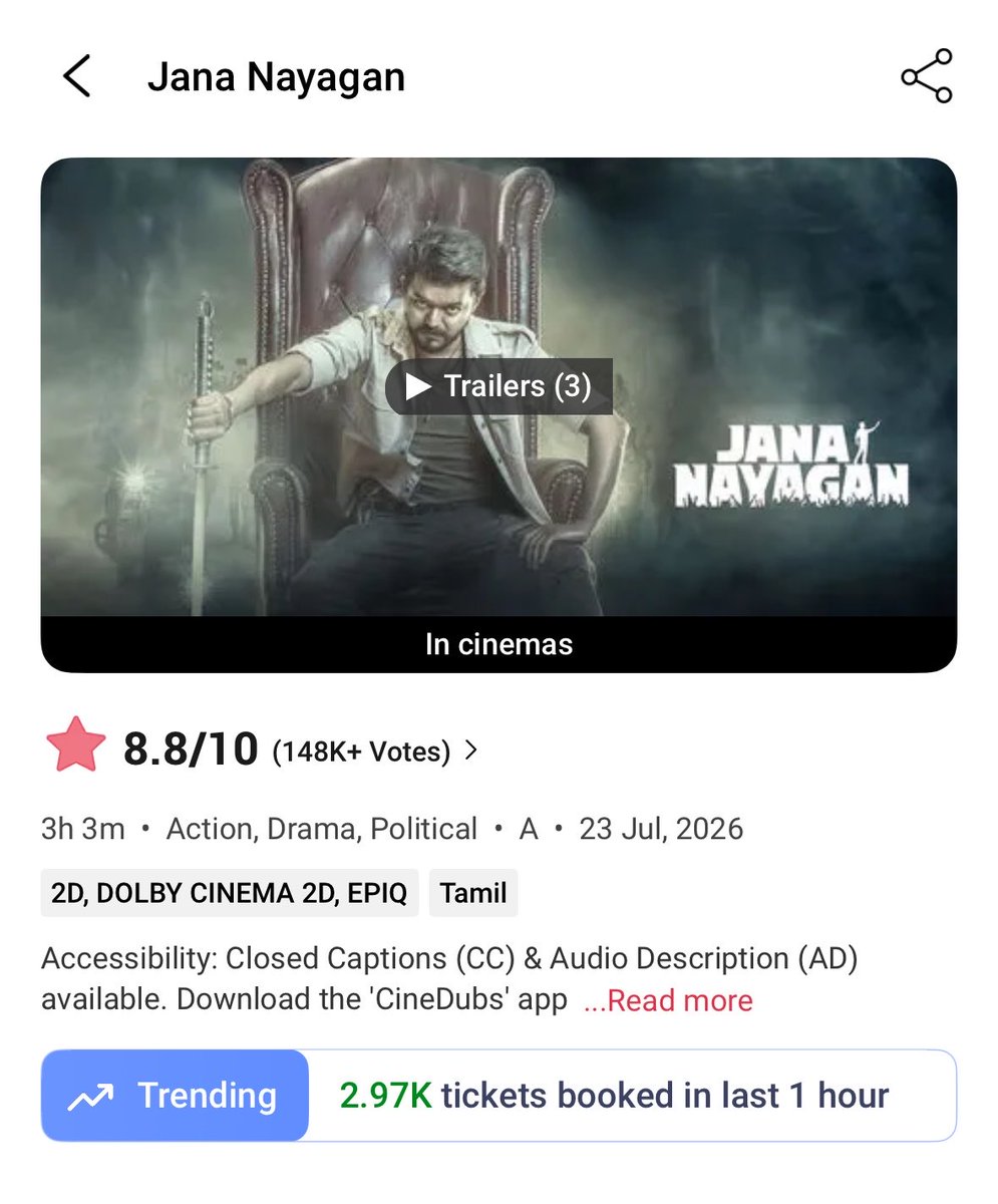 Asgard_AKFC's tweet photo. New father of Sottaiyan 🤡

#DC: 10.95K tix/hr 💥 (experimental movie)
#JanaNayagan: 2.97 tix/hr 🤣 (one last sympathy/farewell film) https://t.co/GCHGj2z3uX