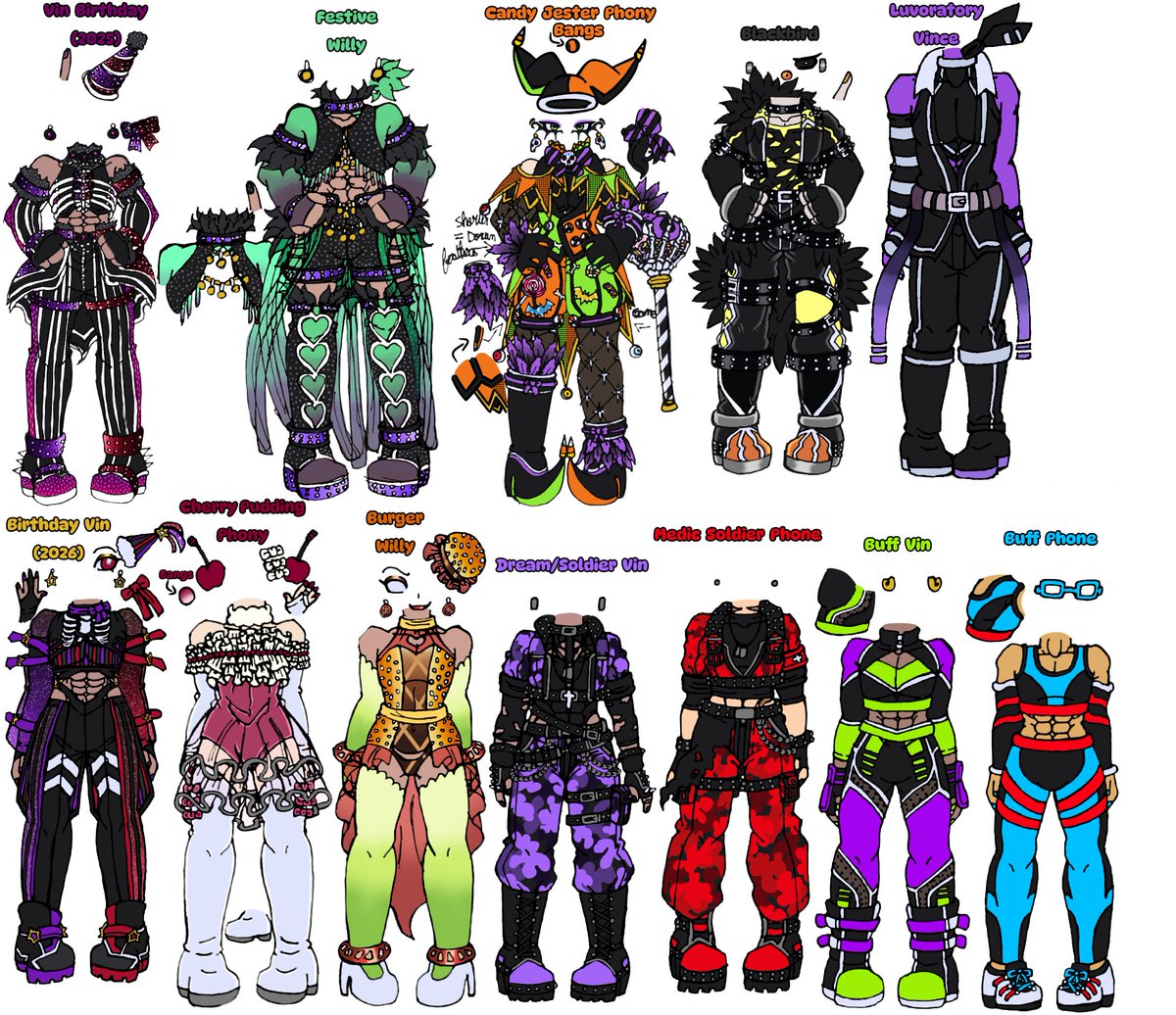 Leavemealone633's tweet photo. I've finaly finished all the outfits i had to take care of 😭😭😭🙏🙏🙏, now i should be able to focus on the plushy fully without distracting thaughts Q w Q•°☆•°☆, @vincentharler @KEOStudioTMZ come see the outfits for your bois mixte in the groupes, if some look familiar https://t.co/y4fop4sTyY