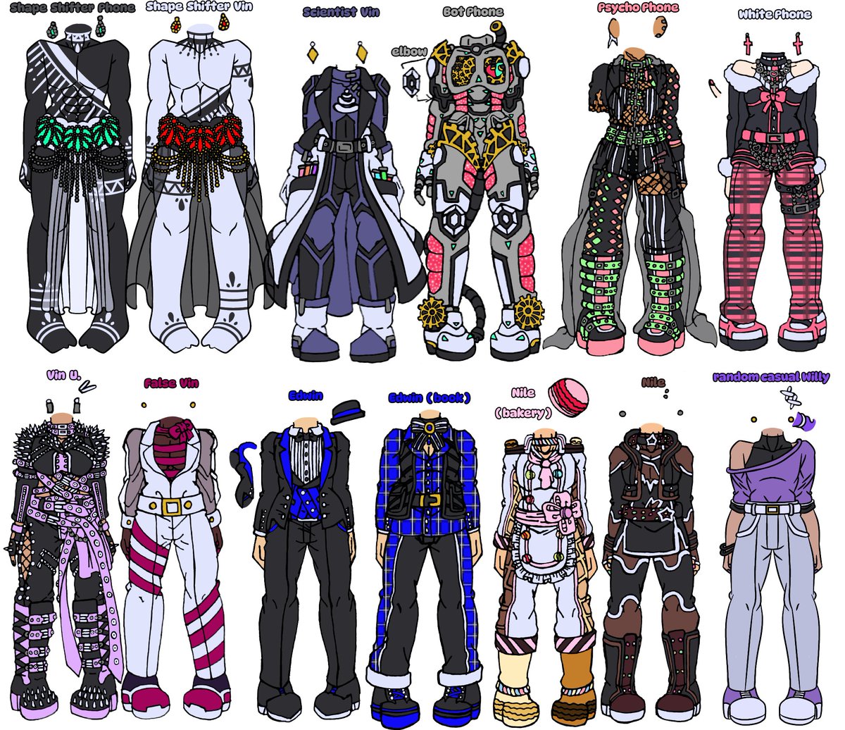 Leavemealone633's tweet photo. I've finaly finished all the outfits i had to take care of 😭😭😭🙏🙏🙏, now i should be able to focus on the plushy fully without distracting thaughts Q w Q•°☆•°☆, @vincentharler @KEOStudioTMZ come see the outfits for your bois mixte in the groupes, if some look familiar https://t.co/y4fop4sTyY