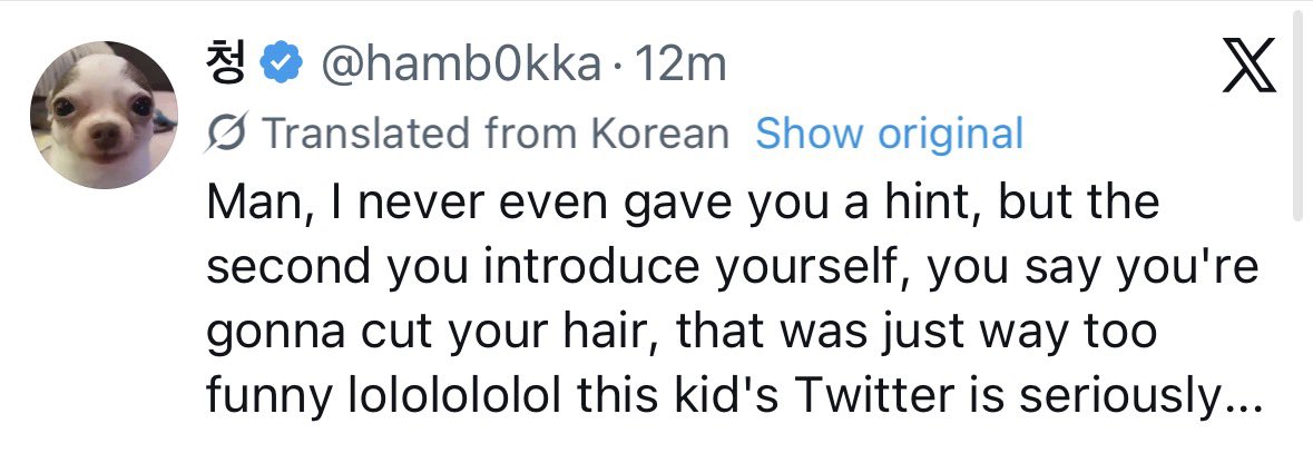 rasilarr's tweet photo. lol. han reassuring them he’s gonna get it it cut as soon as he introduced himself you don’t need to tell me more about where this decision came from; it’s not funny at all actually https://t.co/KWID0UobhC