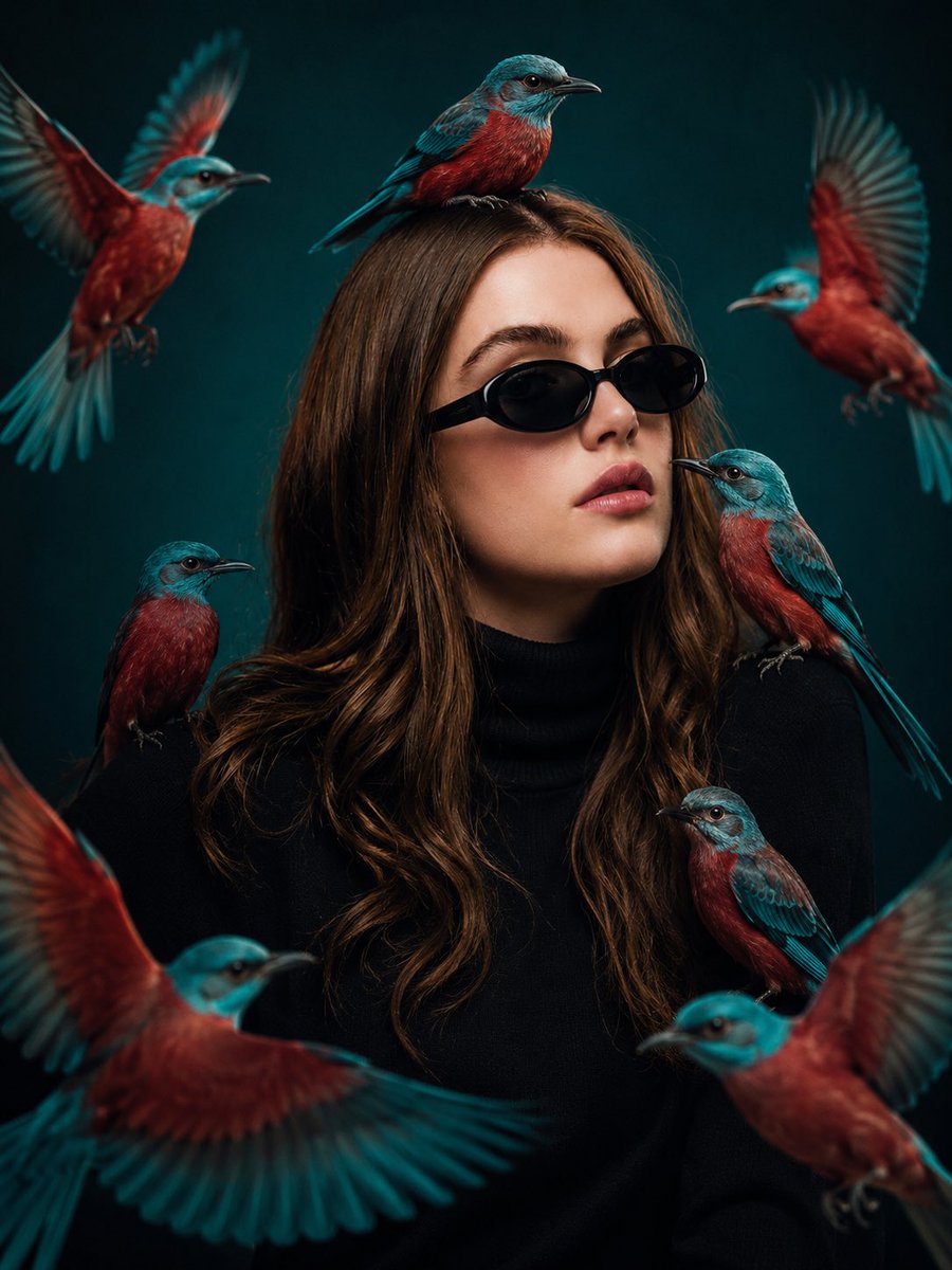 Cinematic Bird Fashion Portrait