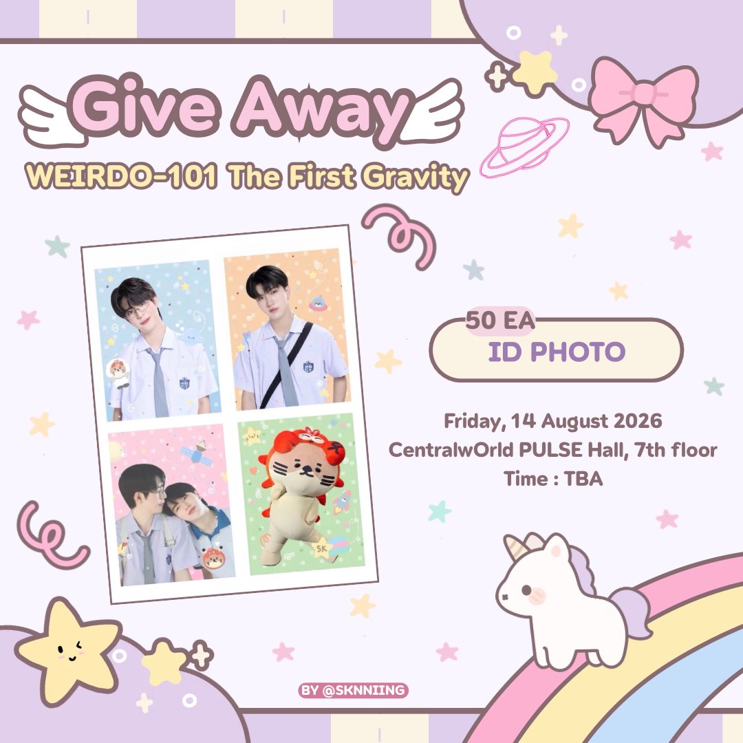 sknniing's tweet photo. Give away 🪐🥋💗⭐️
"WEIRDO-101 The First Gravity" 💫

pls retweet  ✩‧₊˚

📚 ID PHOTO 50 ea
🗓️ 14 Aug 2026 
📍 centralwOrld PULSE Hall

ทะเลกุ้งมารับกันเยอะๆๆน้า🥺💙🧡
#WEIRDO101Series
#seakeen #sea_ta_lay #keenkeno https://t.co/oDnS6IdhbG