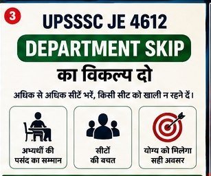 TrendAtlas_'s tweet photo. @sumanttyagi1911 @UpssscOfficial1 @myogiadityanath @kpmaurya1 @myogioffice @ndtv @UPGovt Department Skip से अधिक अंक वालों को बेहतर विकल्प मिल सकता है।

#UPSSSC_JE_ALLOW_DEPARTMENT_SKIP https://t.co/ZuTUiSeBW6
