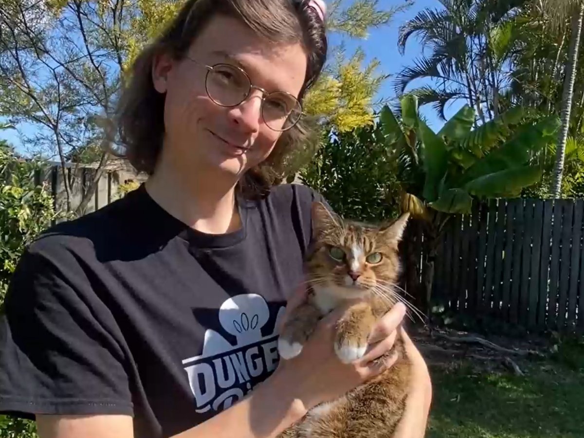 dungeon_p1zza's tweet photo. i will use any excuse to record short form content with my cat

for example: Dungeon Pizza is in the @devcatsgames CAT AWARENESS FELINE SALE 2026  

in our game you are Boss, a big catfolk chef making pizza in a dungeon

#cozygaming #catawarenesssale #cats #indiegamedeveloper https://t.co/Cuk5sHtv2K