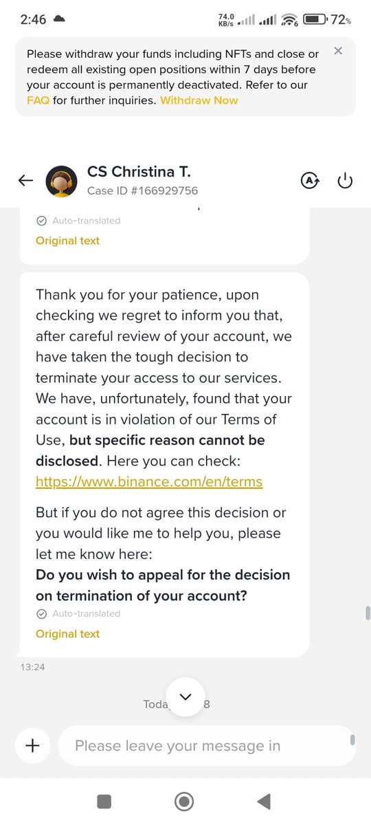 RizwanAli499912's tweet photo. Deactivating my account without explanation during an active lead position is causing heavy financial loss. After 6 years, I deserve proper support and a quick resolution.
#Want_Justice_from_Binance https://t.co/fQ5yCoelHW