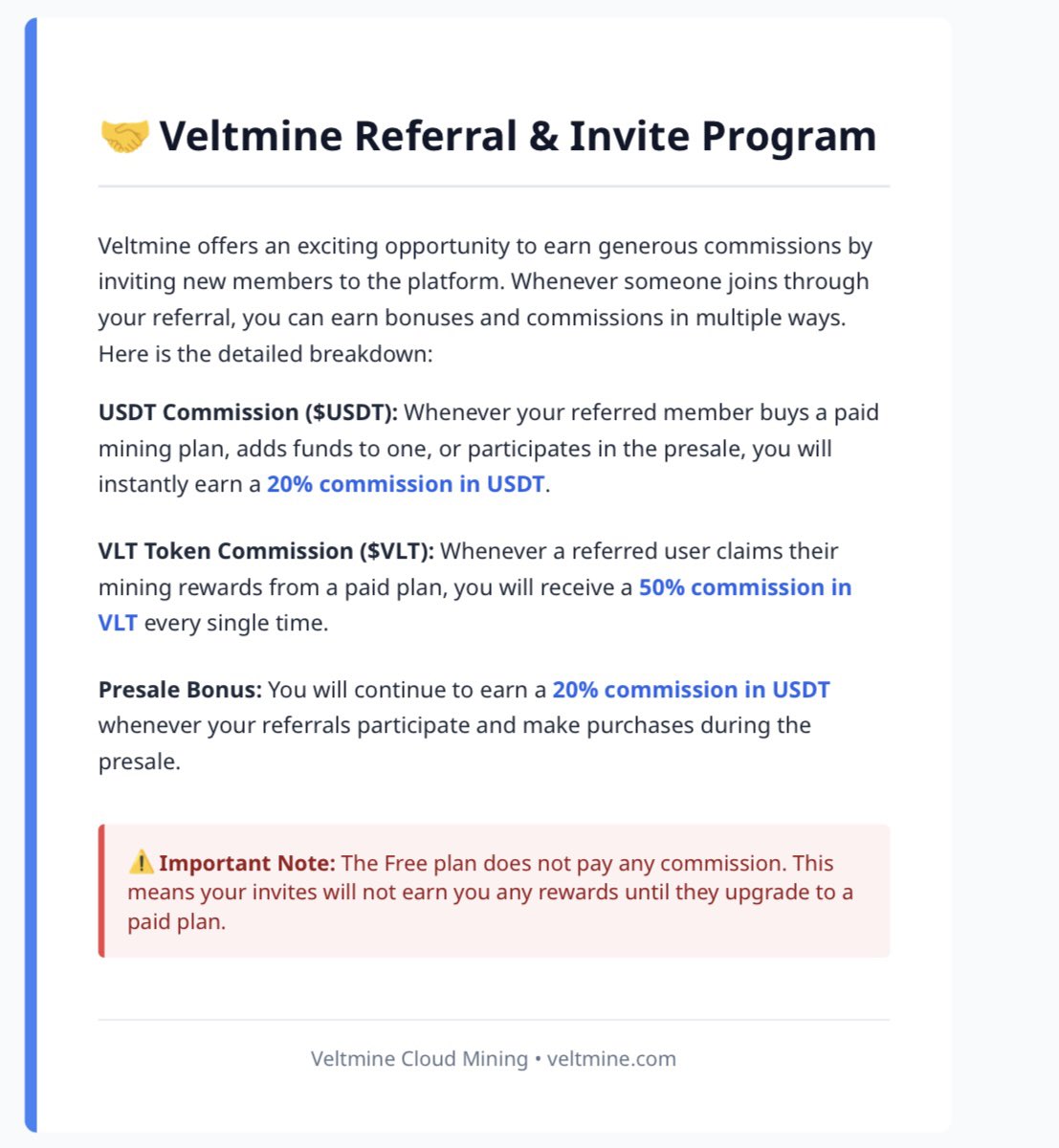 veltmine's tweet photo. 🤝 Veltmine Referral &amp; Invite Program https://t.co/FKss9IZPL9