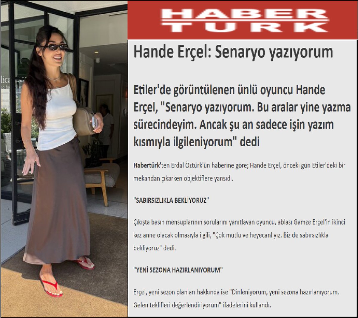 UliEzo's tweet photo. Hande Erçel, Etiler’de objektiflere yansıdı. #HandeErçel: “Dinleniyorum,yeni sezona hazırlanıyorum. Gelen teklifleri değerlendiriyorum” “Senaryo yazıyorum,şu an sadece yazım kısmıyla ilgileniyorum.” 
Ablasının ikinci kez anne olması hakkında:“Çok mutlu ve heyecanlıyız.”  💙 https://t.co/NiXpbI7Fiv