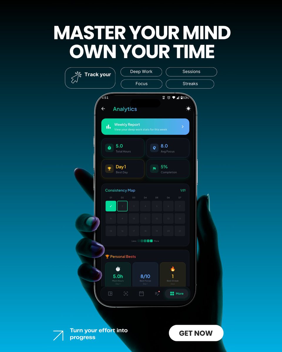 SANZOX26's tweet photo. Your time is limited. Your focus shouldn't be. 

Track your deep work, build streaks, and turn consistent effort into progress.

Master your mind. Own your time. 💜

Try Deep Focus: https://t.co/eBLKjMGCwP

#DeepFocus #Productivity #DeepWork https://t.co/bR5B3KBO9z