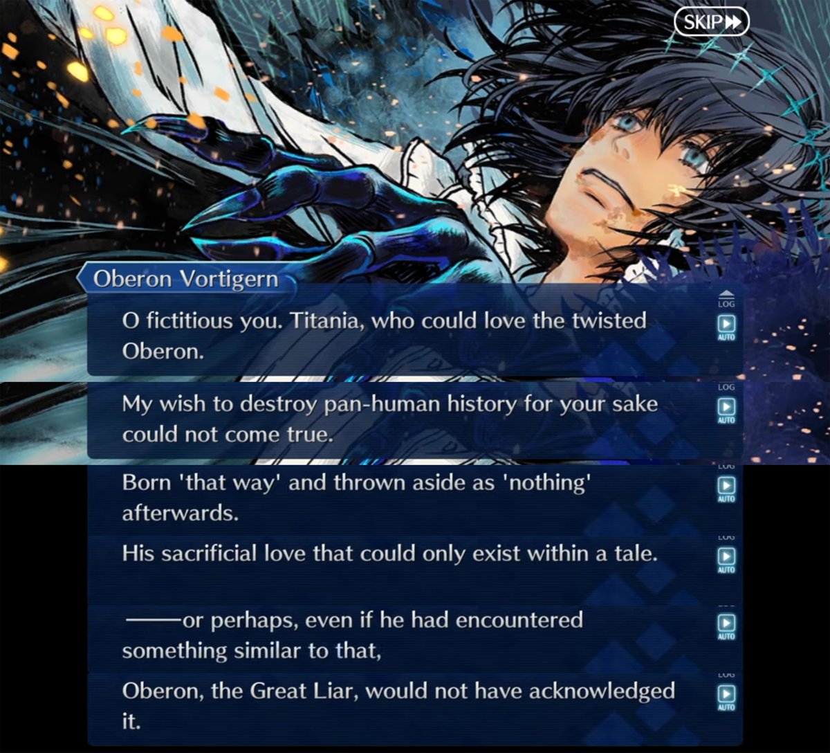 Blue_Phoenixofb's tweet photo. Huh, official confirmation dropped about this famous final scene of LB6? That Oberon Vortigern’s final monologue about "Titania" was indeed about Artoria. LB6 did everything to make you understand that tho. At the end of his monologue it's written like "Note: It's About Artoria" https://t.co/vRvtZwlq1X