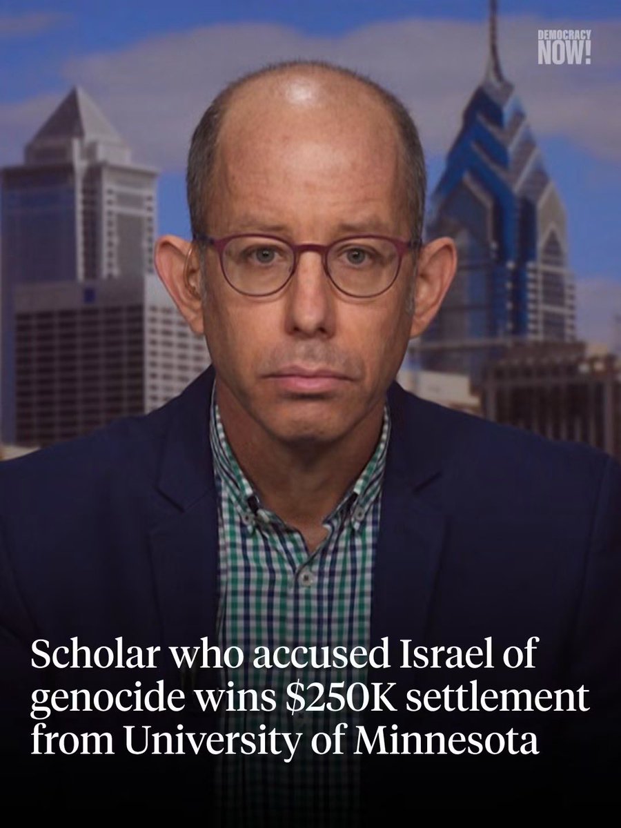 marinamkadi's tweet photo. An Israeli-American historian was hired to lead the Center for Holocaust and Genocide Studied of the University of Minnesota, but was fired when he accused Israel of committing genocide in Gaza. He won the case in court. https://t.co/lhAMVxPFXn