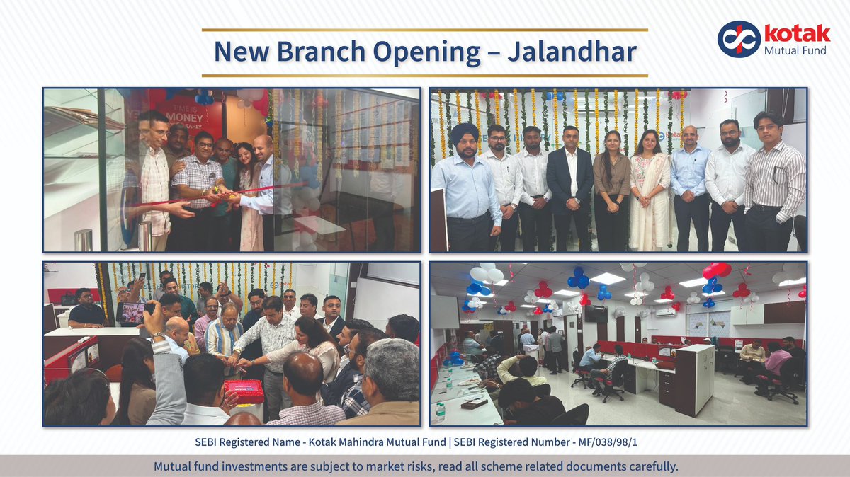 KotakMF's tweet photo. We are delighted to announce the opening of our new branch in Jalandhar! 🎉
 
Continuing our journey of being closer to you and making investing easier. 

#NewBranch #BranchOpening #mutualfund https://t.co/47kBNc8ACP