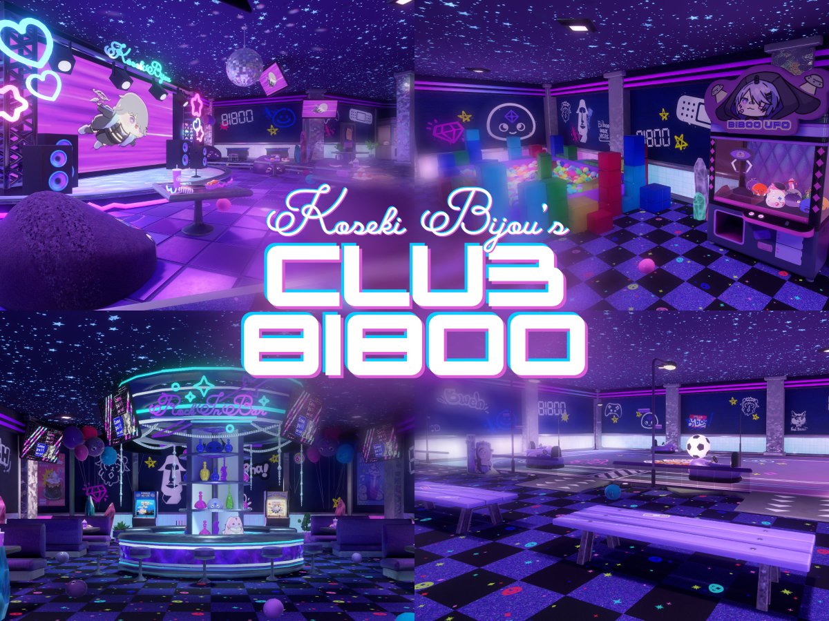 kosekibijou's tweet photo. CLUB81800 NOW OFFICIALLY OPEN TO THE PUBLIC!

Feel free to hangout at the clurb, watch streams, play music, and enjoy all the BIBOO!! There's also a cool ballpit. 

https://t.co/3Uw5qybtit

USE #CLUB81800 TO SHOW ME ANY PICS YOU TAKE! YIPPEE. Available in desktop and VR, VRCHAT! https://t.co/907yBCp9Hd