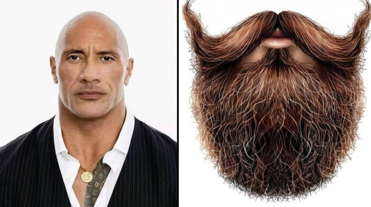 __XRAnna's tweet photo. Hey @grok, put this beard on THE ROCK perfectly. 🔥 https://t.co/IP3qGZIrAn
