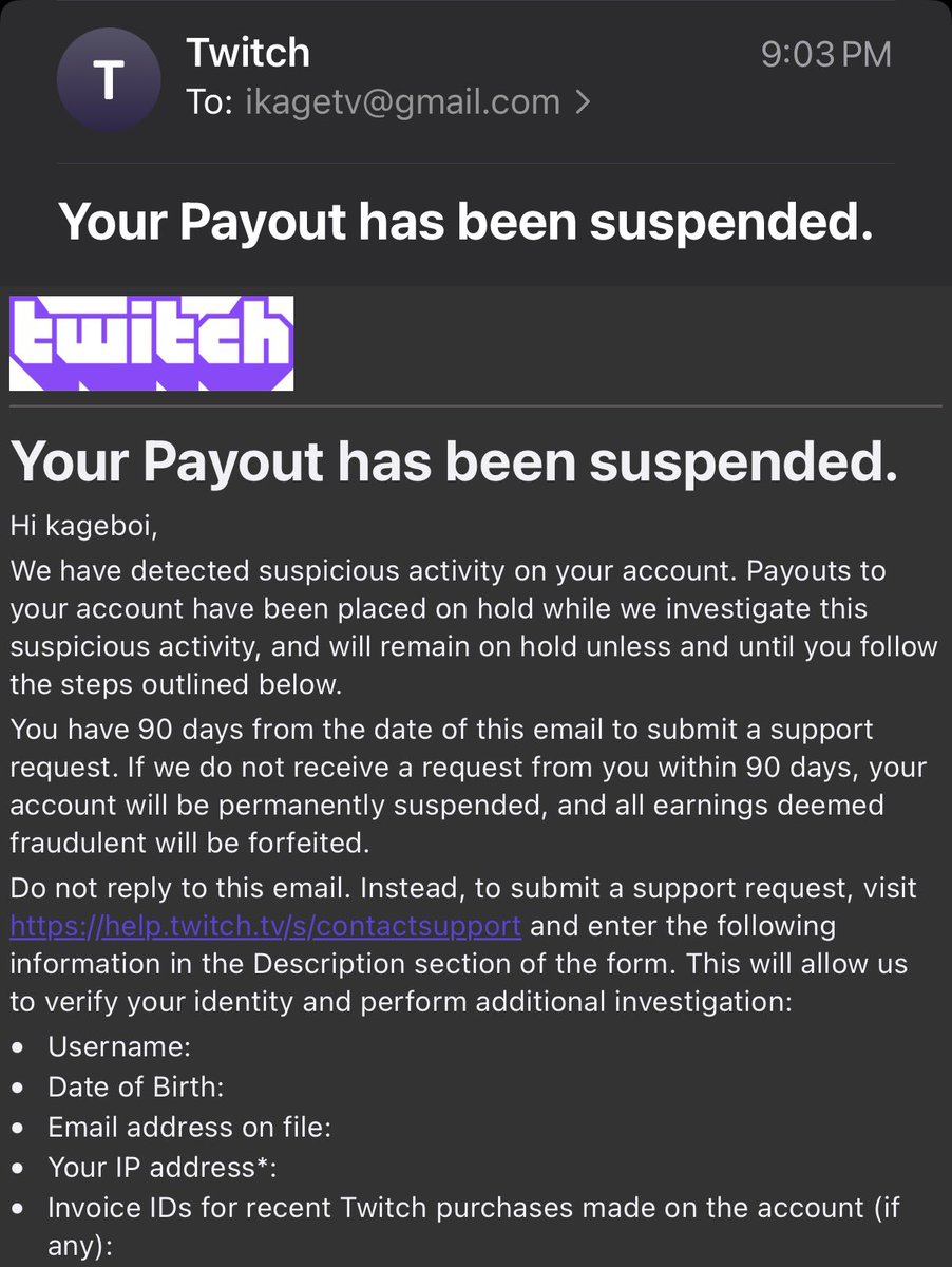 Kageboi_'s tweet photo. idk if this is new or not but this is my first time seeing this one. . 

They phishing with twitch payouts be careful 😭 https://t.co/m9rfPsefOM