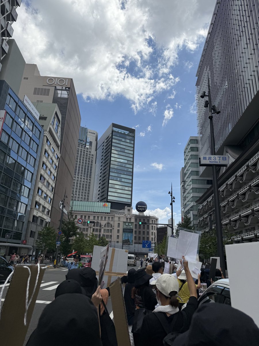 wodanggangqiang's tweet photo. 今天户外36度高温，但是大家都很棒，坚持住了，感谢组织活动的人，感谢参加的人，感谢警察一路守护，感谢大家的坚持，这么高的温度但是大家坚持游行了3公里，一路上都有拍照的人，还有好多人哭了，大阪这次的规模可以说是很大了，有好多人还专门从别的地方过来的，为了旺旺，为了每一个小动物，他们不能发声，我们替他们说话。#wangwang #justiceforwangwang