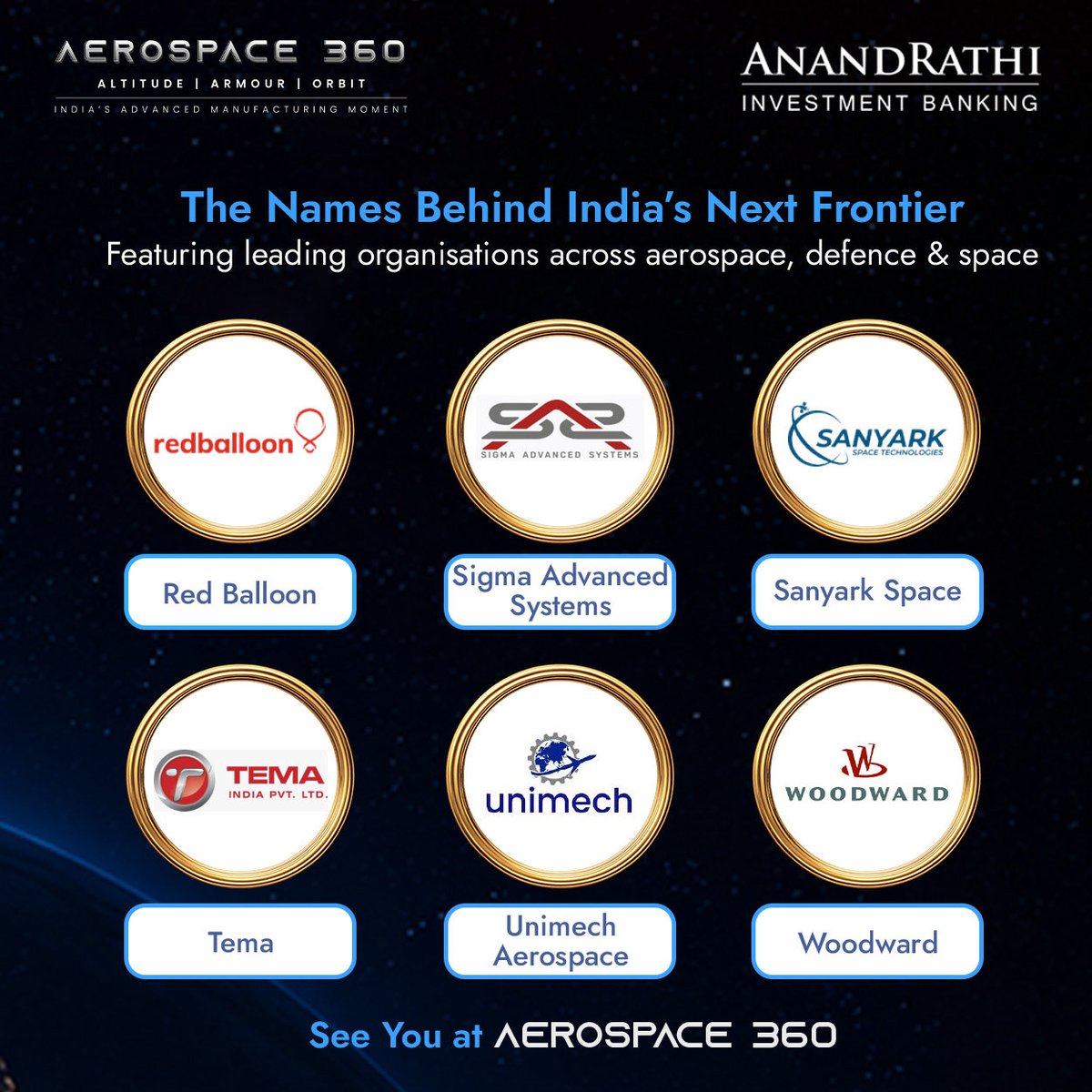 anandrathi_ib's tweet photo. The future is built through collaboration.

Aerospace 360 brings together the companies driving innovation across India’s aerospace, defence and space ecosystem.

Swipe through to discover some of the participating companies joining us on 11 August.

#Aerospace360 #AnandRathi https://t.co/4L9fAXULhY