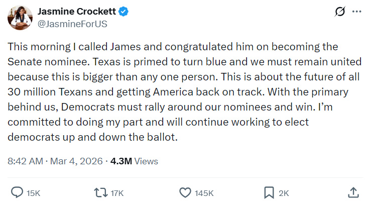 mizzsymphony's tweet photo. @KaoticLeftist How did Jasmine Crocket act post primary?
And didn't James Talarico recently say "If you claim to be my supporter, if you claim to be a part of this movement that we are building, please keep Congresswoman Crockett's name out of your mouth" (Google it) https://t.co/UpCrk65DdY