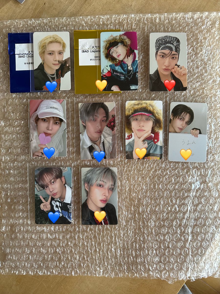 ATEEZNOTAMENI's tweet photo. ATEEZ交換

譲】①
求】②③④

ハートの同色を探しています
PLPの封入ミンギは初期難ありです

郵送または9/5現地交換 https://t.co/FAVSf6drH0