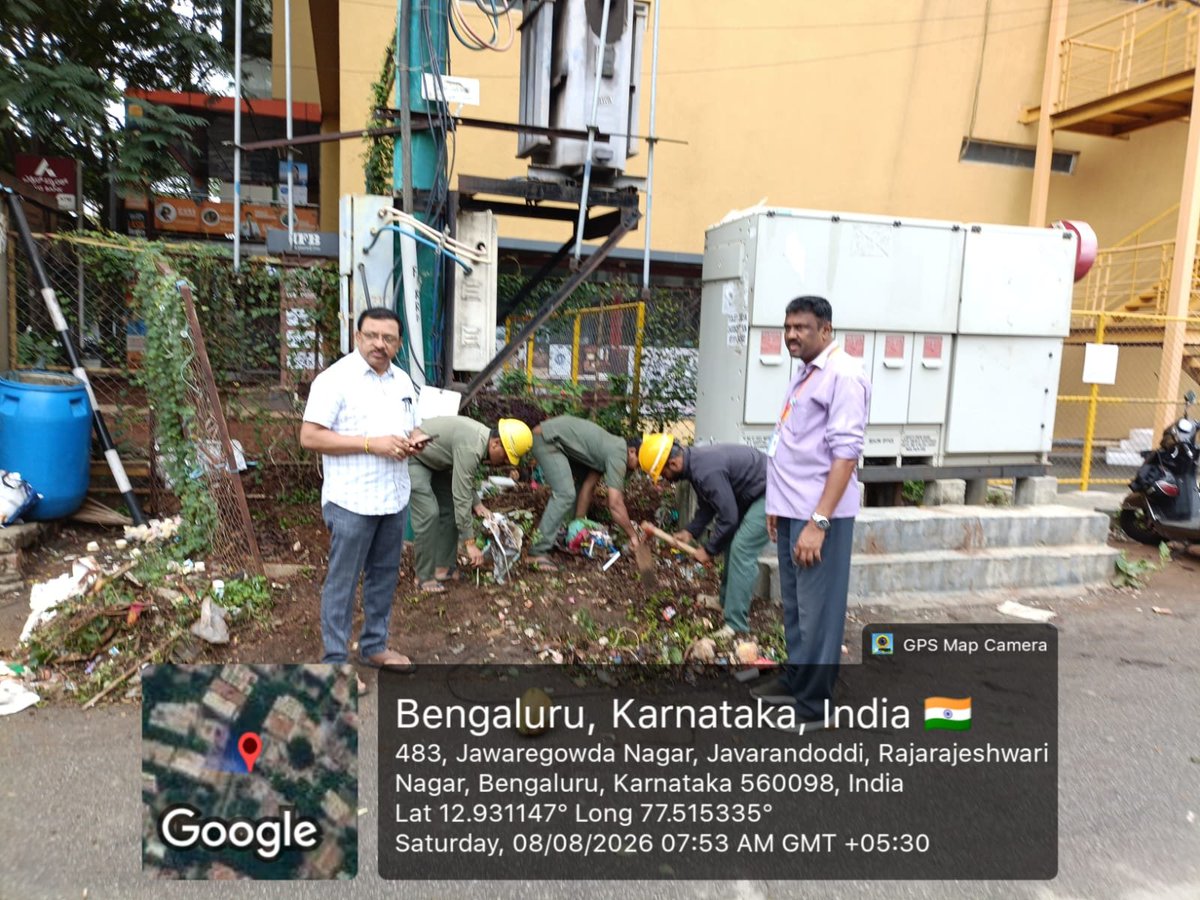 krishnabgowda's tweet photo. A sincere thank you to BESCOM for stepping up for Bengaluru.

Under the directions of Hon. Minister Sri @thekjgeorge, BESCOM has joined the Freedom from Waste campaign and is taking action on the ground.

On August 8 and 9, the MD and senior officers are leading an intensive JCB drive to clear waste and debris around BESCOM’s electrical installations in public spaces.

I hope BESCOM’s sense of responsibility inspires every other agency to look at its own spaces and do the same.

Together, let’s #JustCleanBengaluru for a Better Bengaluru.