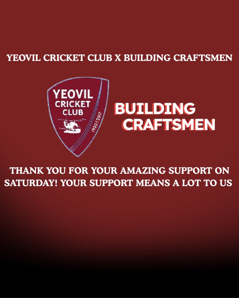 YeovilCricket's tweet photo. 🚨 YEOVIL CRICKET CLUB X BUILDING CRAFTSMEN 🚨 

Today, Building Craftsmen will be supporting our 1s at home as they host Temple Cloud 1s!

It is an honour for us having you lot here, and we hope to make your day absolutely spectacular!

#cricket #englandcricket #yeovil #somerset https://t.co/t8rN6cARlo