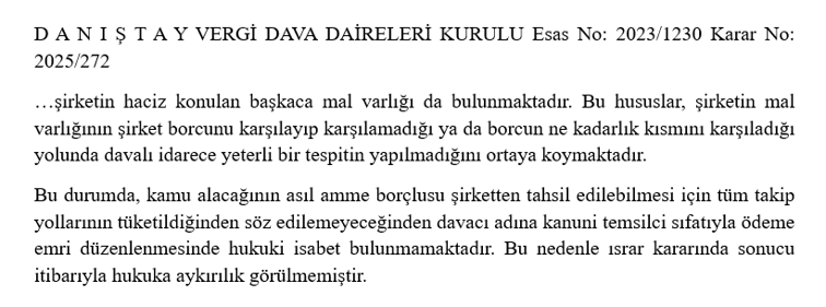 vergi38's tweet photo. Şirkete ait malvarlığı hakkında gerekli araştırma yapılmadan, şirket borçlarını karşılamaya yetip yetmeyeceği belirlenmeden ortağa ödeme emri gönderilemeyeceğine ilişkin karar https://t.co/EaCDWABe8L