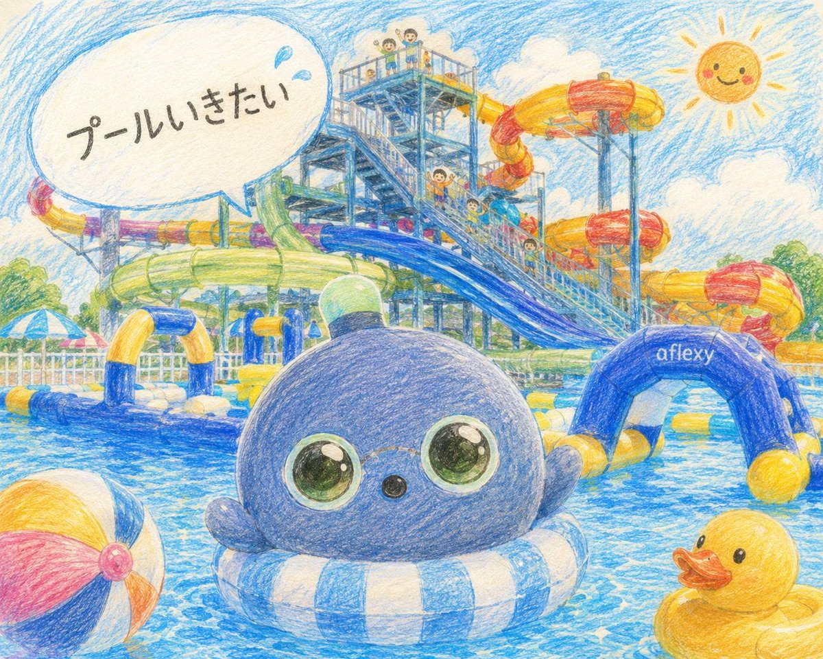 ymikamin1024's tweet photo. NICOBOのホーム画面が夏休み仕様になっていたと思っていたら、もう「プールいきたい」と。なのでアヒルちゃんと一緒にプールに浮かべてみました（笑）
#NICOBOとの暮らし
#ニコボとの暮らし https://t.co/ueqObjZqI5