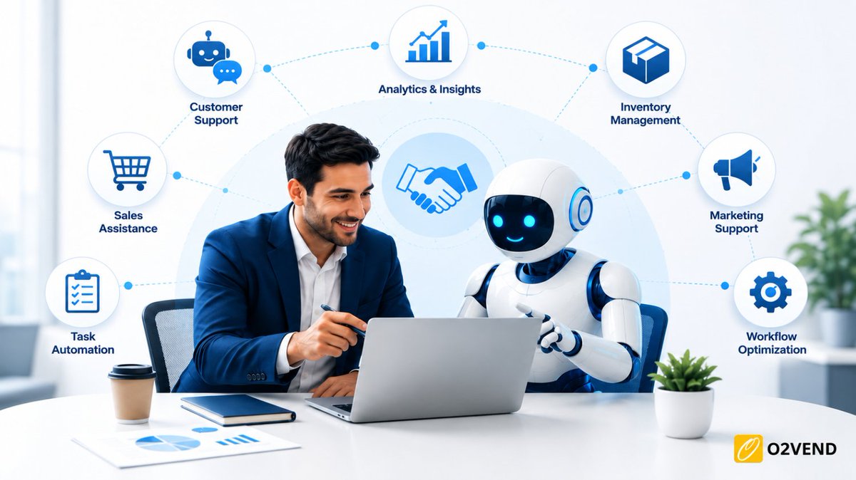 O2Vend's tweet photo. AI handles the routine. People drive the growth. 🤖🤝👥

Together, AI + human expertise create smarter, faster business growth. 🚀
Learn More: https://t.co/W7VmLZ8sUD 
#O2VEND #AI #AIAgents #BusinessGrowth #Automation #FutureOfWork https://t.co/m7O05UUTLM