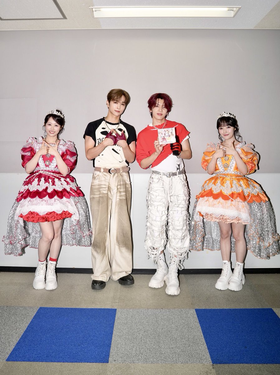 CUTIE_STREET_'s tweet photo. w/ INI☀️

🤍#後藤威尊 さん
🩵#髙塚大夢 さん
＆
🧡川本笑瑠
❤️佐野愛花

#INI
#CUTIESTREET #きゅーすと https://t.co/ZfegQy8zTX