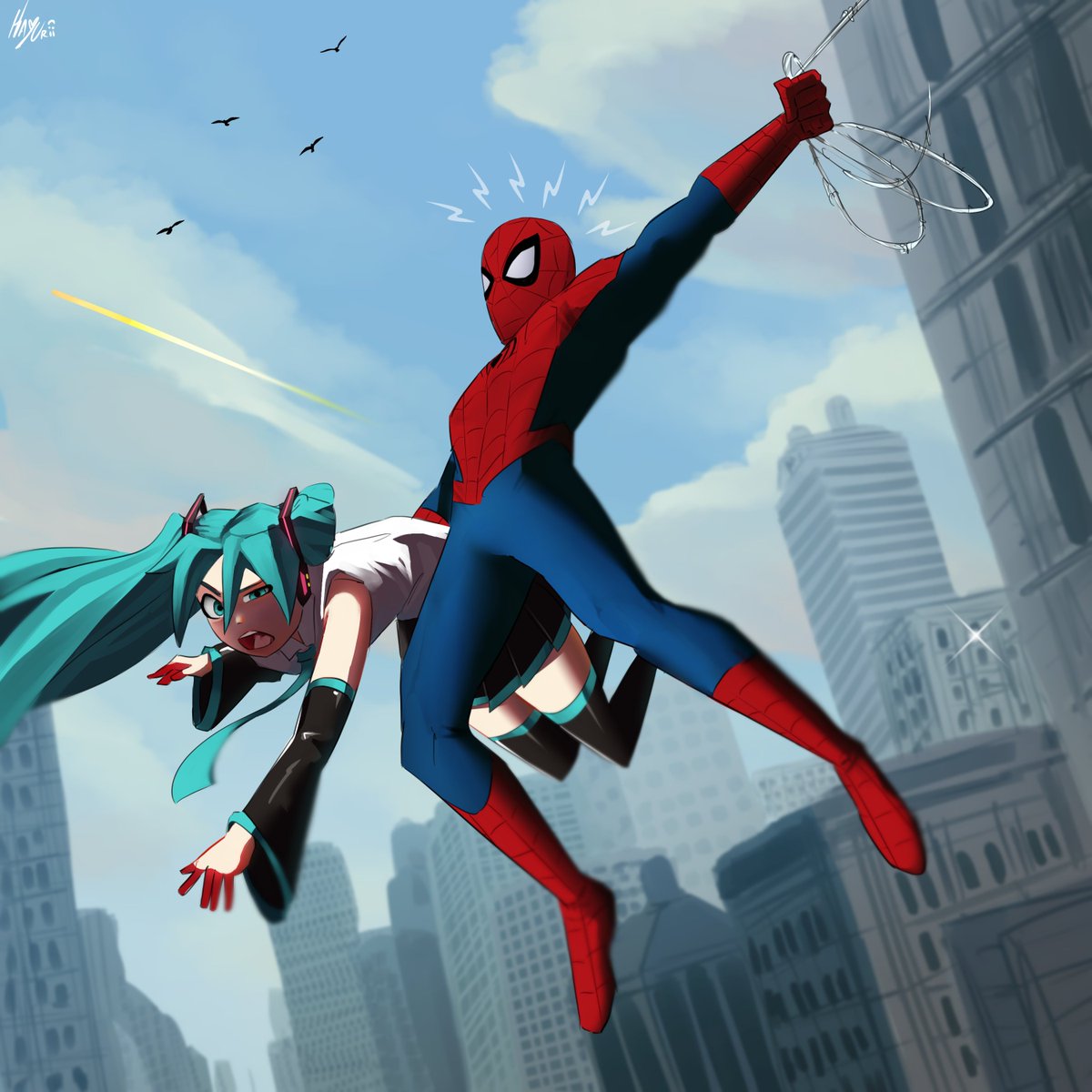hayurii39's tweet photo. Miku brand new day!

#hatsunemiku
#miku
#spiderman https://t.co/oSKhlcO9n1