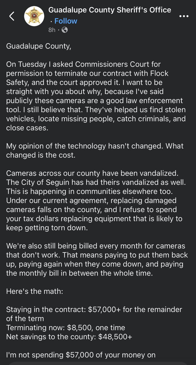 LibertyCappy's tweet photo. 🚨 FLOCK VANDALISM = the end for flock?

A county in Texas terminated their flock contract because the cameras kept getting vandalized and the costs kept piling up

🤯 https://t.co/0ihb7slROg