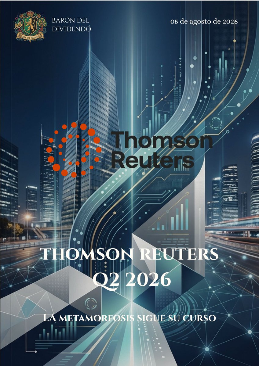BaronDividendo's tweet photo. 📖Disponible en la web el resumen de los resultados del Q2 de 2026 del aristócrata 🇨🇦 #ThomsonReuters
🗞️Resultados record avalados por la aceleración de la IA y la búsqueda de la directiva en ser una empresa pura SaaS
🔗Enlace en el siguiente tuit https://t.co/N6DCmxGALz