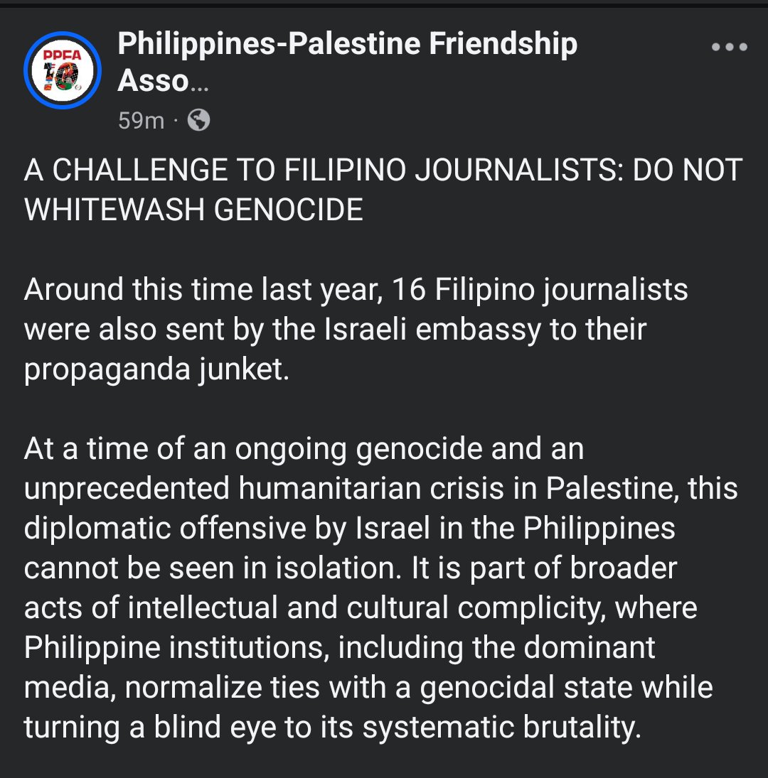 MangingisdaSays's tweet photo. Whoever these Filipino journalists are, they have no shame!

Israel killed so many journalists and still they chose to participate in this.

End complicity!

#FreePalestine https://t.co/7PCb4AkvHy