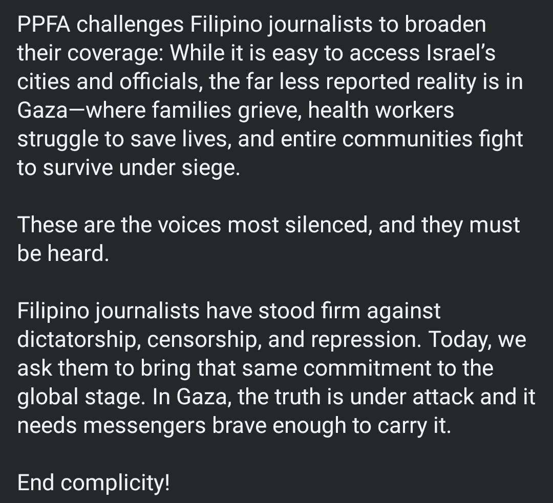 MangingisdaSays's tweet photo. Whoever these Filipino journalists are, they have no shame!

Israel killed so many journalists and still they chose to participate in this.

End complicity!

#FreePalestine https://t.co/7PCb4AkvHy