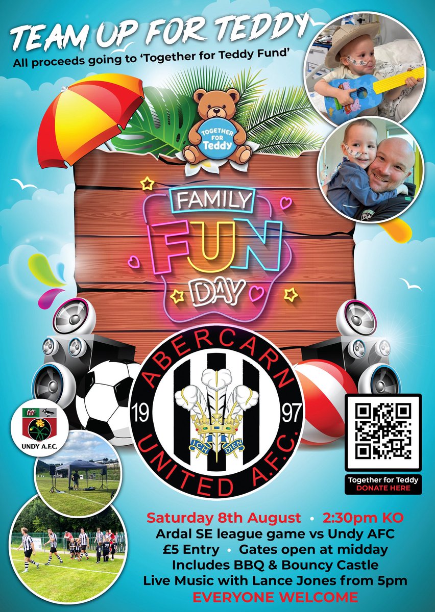AbercarnUnited's tweet photo. ⚽️☀️⚫️⚪️

𝗠𝗮𝘁𝗰𝗵𝗱𝗮𝘆

Ardal SE
1st Team vs @UndyAFC 
Abercarn Welfare, NP11 5AR
2:30pm Ko

Join us as we cheer on the lads and raise funds for Teddy

An incredible £125k + so far 👏🏼 
Lets do our bit today!

Donation link👇 
https://t.co/6ZpgQo8tTx

Details for today 👇 https://t.co/QMEWdtjZ9S