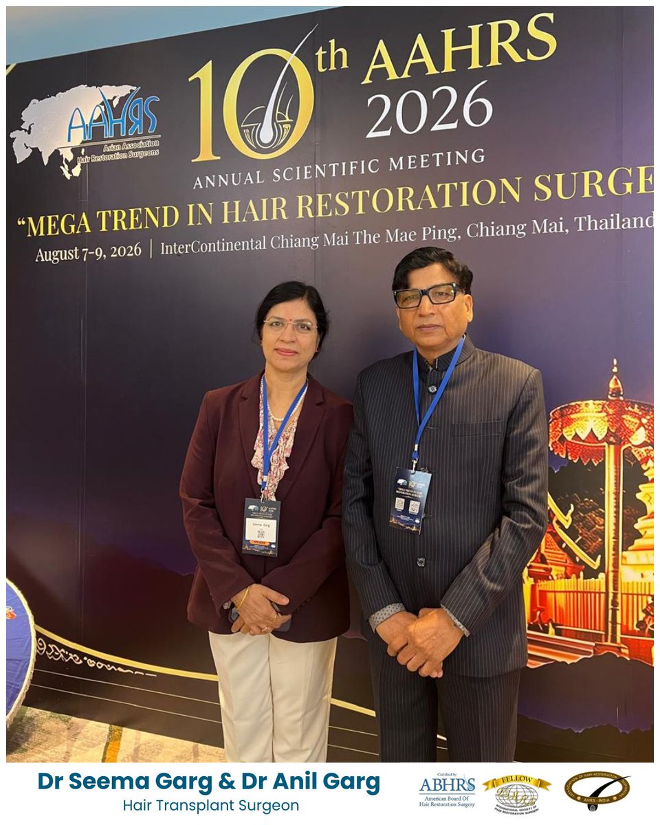 anil35610351's tweet photo. Attending the 10th Annual Scientific Meeting of the ASIAN ASSOCIATION OF HAIR RESTORATION SURGEONS (AAHRS) 2026, in Chiang Mai, Thailand
#ISHRS #AAHRS #anilgarg #seemagarg https://t.co/wvCq99jxch