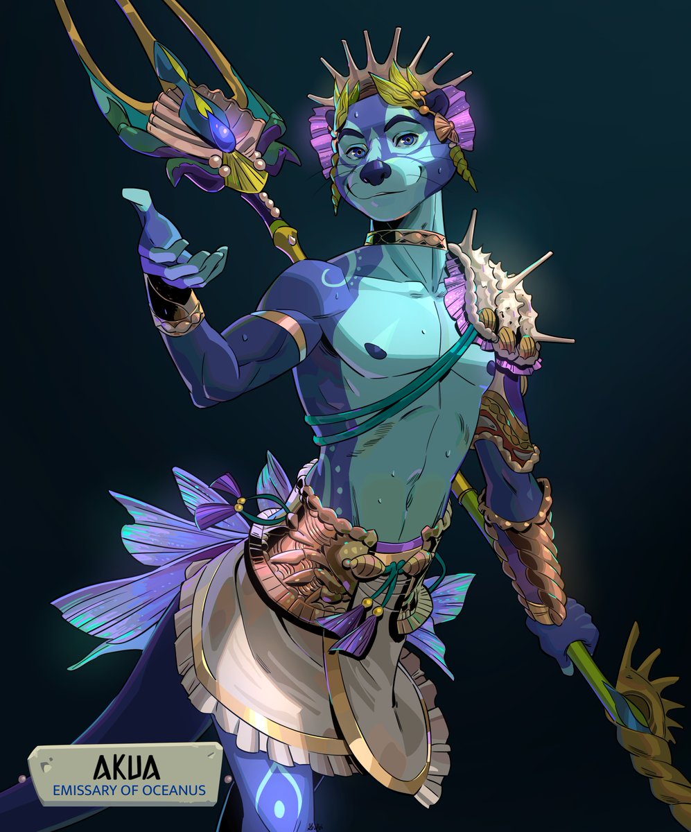 ShibaVanilla's tweet photo. The emissary of Oceanus, Akua! A Hades 2 commission for @SeaOtterGodAkua! https://t.co/DlsyniCS2n