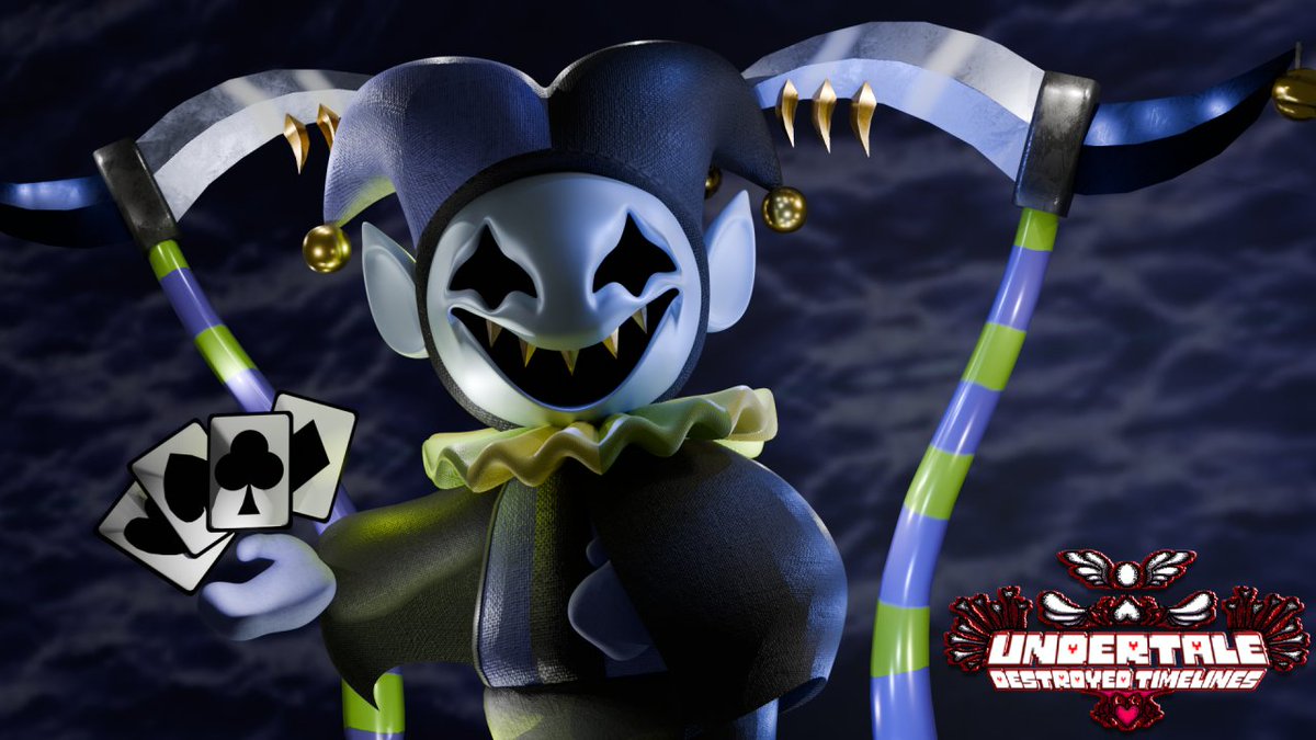 RedrawnReality's tweet photo. Our game's jevil model!
He's going to be in this game's release 
(note, this is still an svc/monster asymmetrical game, not a horror asymmetrical game)

Model by Toten

#deltarune #undertale #robloxdev #blender #b3d #asym #asymmetrical #roblox https://t.co/VOYygjE6Zl