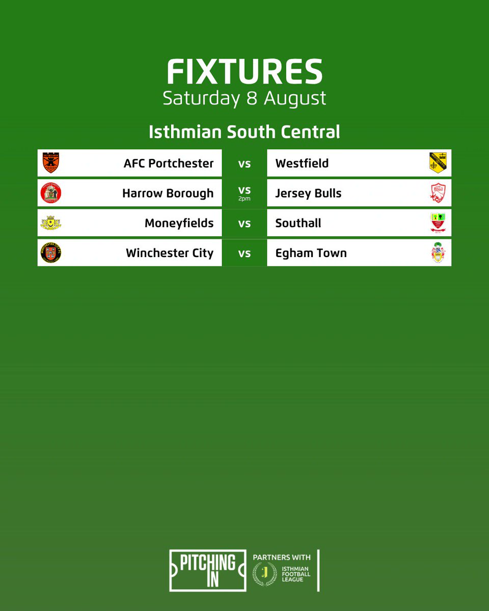 IsthmianLeague's tweet photo. Fixtures | Saturday 8 August 📋 

Matchday 1 is here! 🔥 https://t.co/g0XYrmcaI8