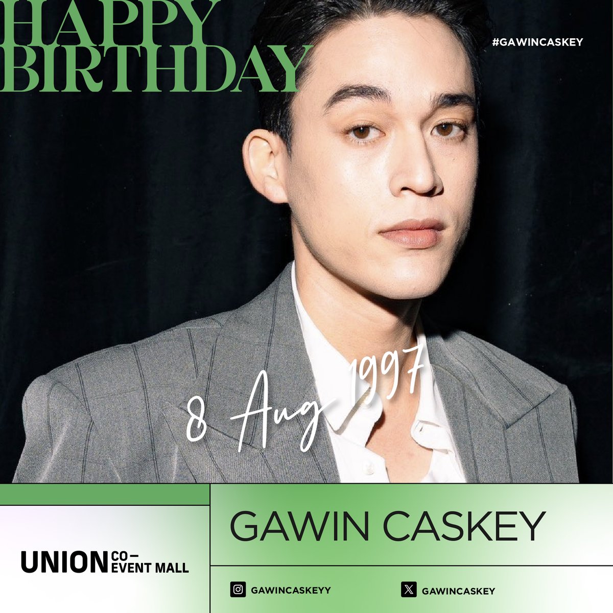 coeventspace's tweet photo. HAPPY BIRTHDAY GAWIN CASKEY 🎂🐧
ขอให้กวินประสบความสำเร็จในทุกสิ่งที่ทำ ปัง ๆ ทุกผลงานเลยนะคะ💚🤏🏼

#GawinCaskey #Growing29WithGawin #UnionMall #UnionCoEventMall https://t.co/igImOks6qO