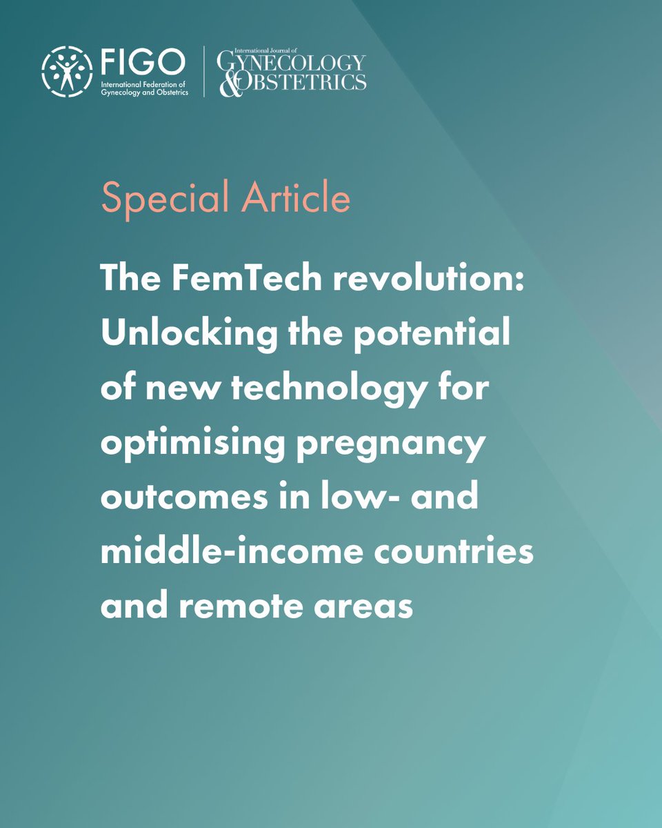 FIGOHQ's tweet photo. Maternal and perinatal mortality remains unacceptably high in many low- and middle-income countries, but #FemTech has the potential to improve access to quality care, empower women and support healthcare providers. 🌍

A new special article in the International Journal of Gynecology & Obstetrics from the FIGO Committee on Women’s Health and Technology introduces a practical framework to help countries implement FemTech safely, equitably and sustainably – moving beyond pilot projects while strengthening, not replacing, health systems.

Access here: https://t.co/HfMDVylLdk

#MaternalHealth #DigitalHealth #GlobalHealth #WomensHealth