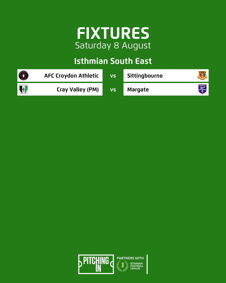 IsthmianLeague's tweet photo. Fixtures | Saturday 8 August 📋 

Matchday 1 is here! 🔥 https://t.co/g0XYrmcaI8