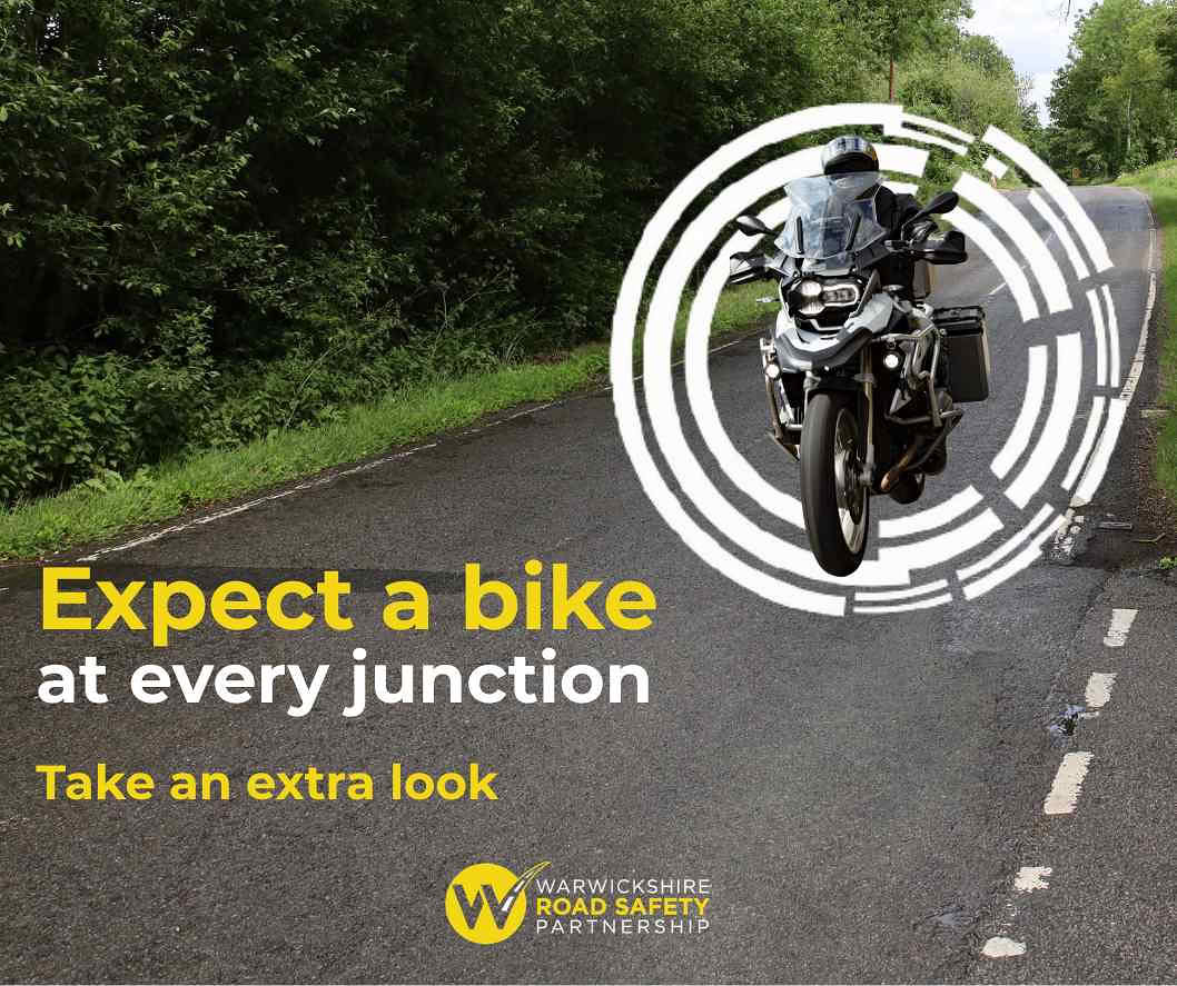 WarksFireRescue's tweet photo. The biggest contributor to motorcyclists being killed or seriously injured on our roads is drivers not seeing them or not looking properly. 

This summer we’re asking drivers to #ExpectABike at every junction and take an extra look.  

https://t.co/jBbIt2iLdU 

@warkspolice https://t.co/mi3EYINrV8