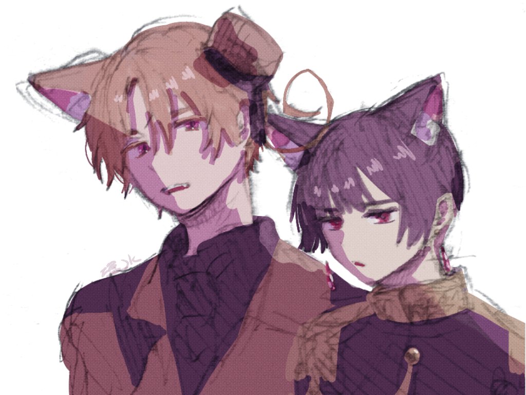NaCl_H2O_'s tweet photo. 猫の日らしいんで爆速で描き上げた2pフェリ菊 https://t.co/447RO5LThQ
