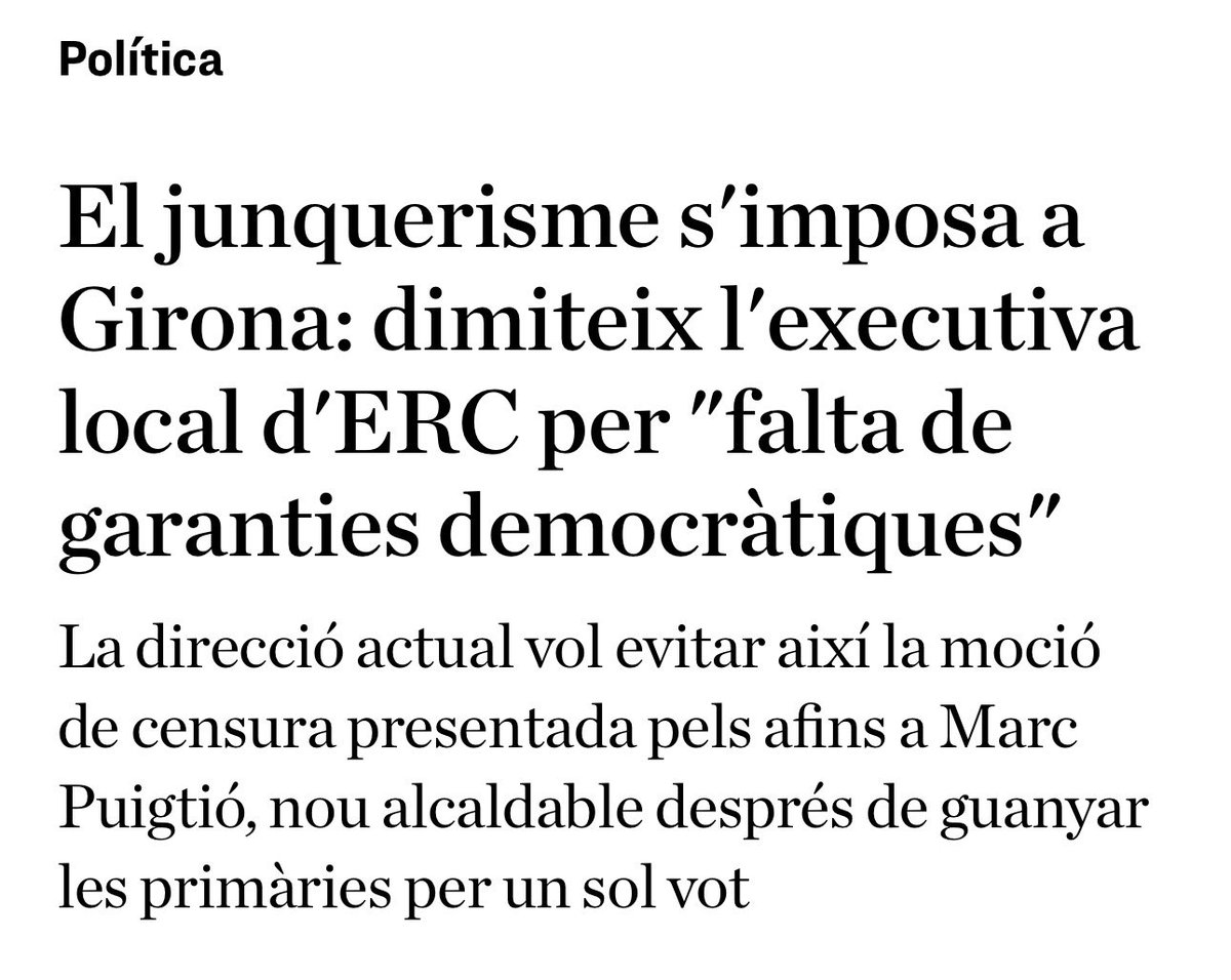 francescd's tweet photo. L’anàlisi del que ha passat amb Marc Puigtió sembla que oblida una peça central: no hauria protagonitzat el desastre que ha perpetrat a Girona sense el suport incondicional d’Oriol Junqueras.

M’importen molt poc les misèries d’ERC però aquest cas dibuixa clarament el narcicisme egòlatra de Junqueras, una manera de fer que destrueix tot el que toca perquè té un únic filtre: ‘O estàs acríticament amb mi… o estàs contra mi.’

I la destrucció per part de l’Oriol de qualsevol oportunitat independentista, no només des del 2017, sinó molt abans, era estrictament per això: si no mano jo, si no ho lideri jo, m’ho carrego.

I això sí que és important perquè aquí la seva egolatria malaltissa la paguem tots i la paga Catalunya.

La paradoxa i la dura realitat és que mai liderarà res a escala nacional, ni mai presidirà Catalunya, perquè ell mateix s’ha autoatorgat el paper esquifit d’escolanet rendit i obedient als socialistes ‘a cambio de nada’.

Fins que no plegui o el facin plegar, ERC no tornarà a ser un actor independentista. Al contrari, continuarà sent l’home de palla de l’espanyolisme.